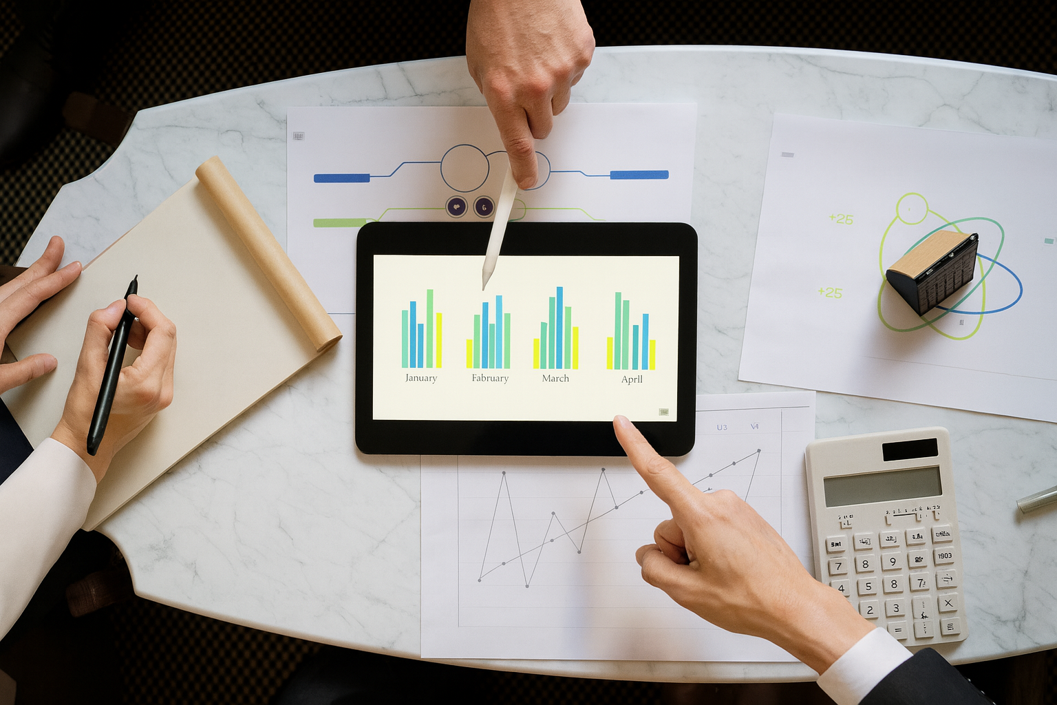 Software gestione costi: riunione aziendale con analisi grafici e dati Software gestione costi: riunione aziendale con analisi grafici e dati
